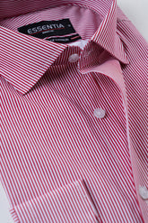 White & Red Stripe Men's Dress Shirt